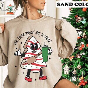 Out Here Lookin Like A Snack Christmas Sweatshirt Funny Tree Cake Pullover 05